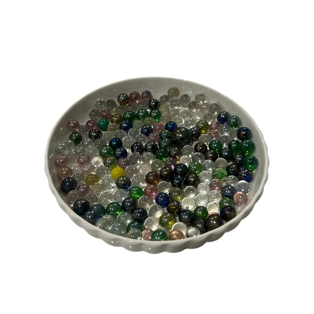 Glass Marbles Assorted Colors Clear Blue Green Brown Red Lot‎ of 176 1/2